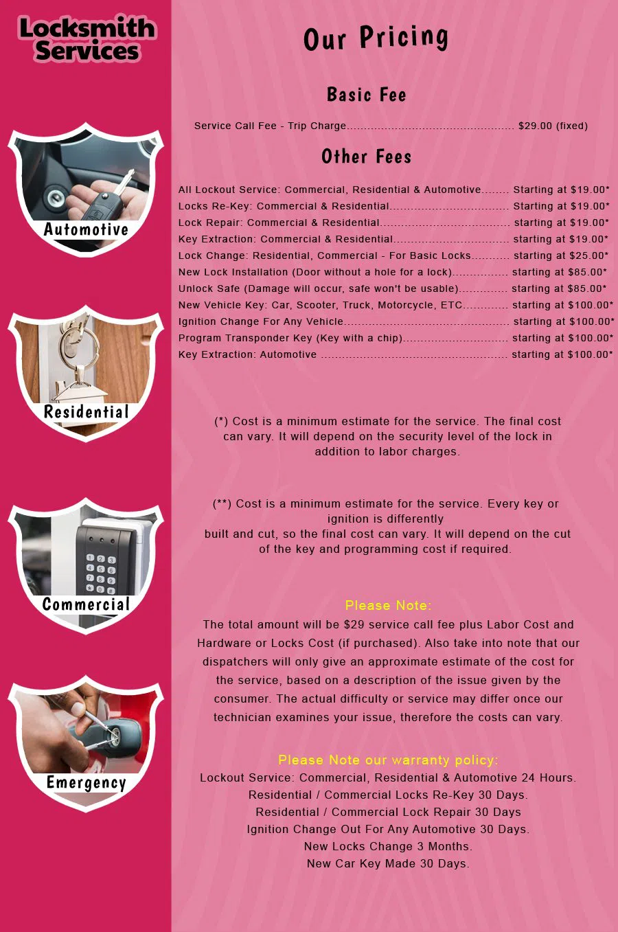 Glassboro NJ Locksmith Store Glassboro, NJ 856-624-7789 - price-list-c-18